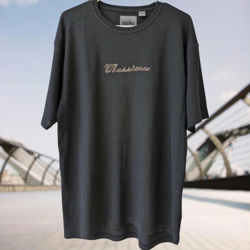 Y2K Vintage Mossimo Performance Activewear Black Graphic Logo Tee Large gorpcore